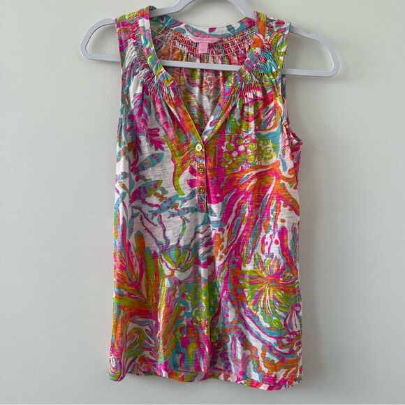 Lilly Pulitzer Essie Tank Top xs preppy colorful dopamine resort wear Florida - Picture 1 of 6